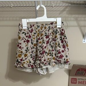 American Eagle Outfitters Cream Floral Elastic Waist Shorts
